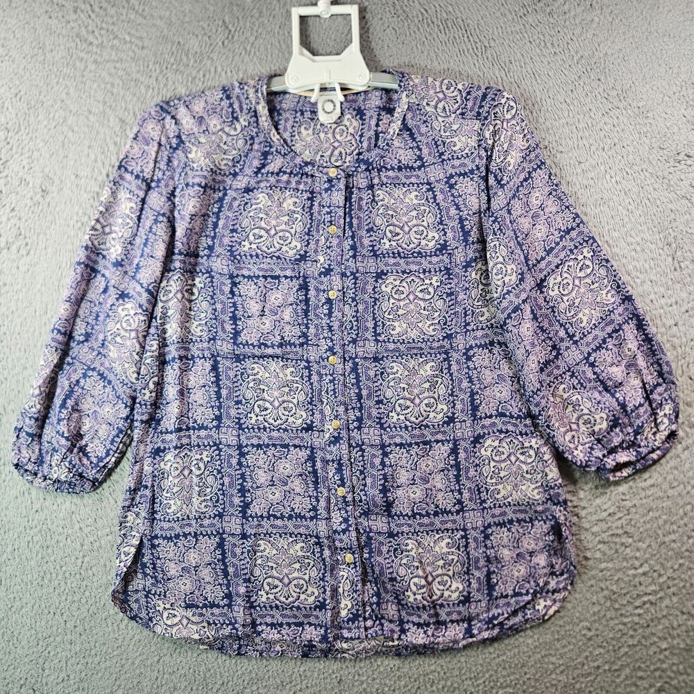 Anthropologie Akemi + Kin Shirt Top Women XS Geometric Print Purple Tone